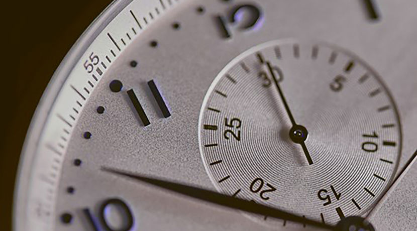 Close up of a clock face.